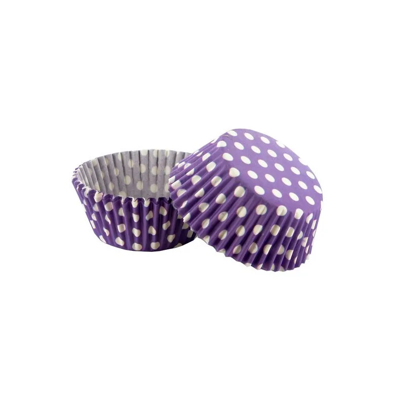 Caissette cupcake violet pois blancs (x 50)