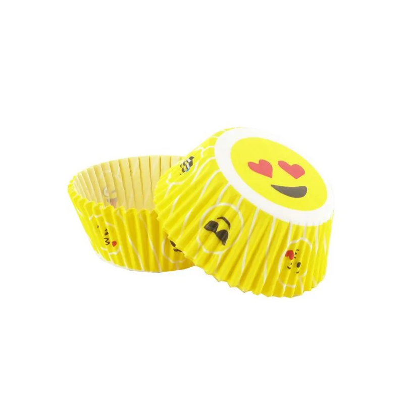 Caissette cupcake jaune Emoticônes (x 50)