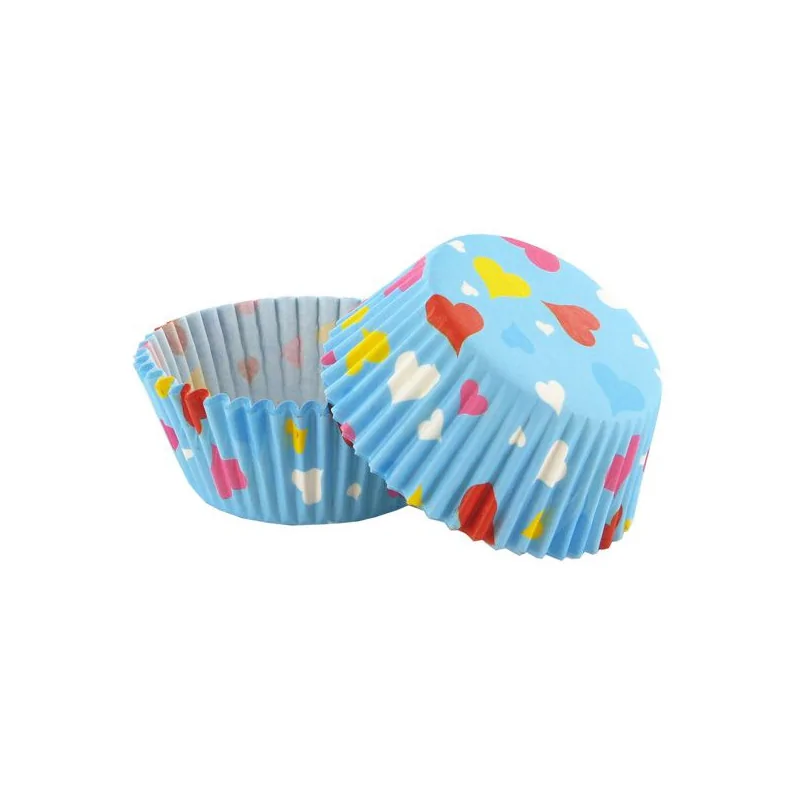 Caissette cupcake coeurs multicolores (x 50)