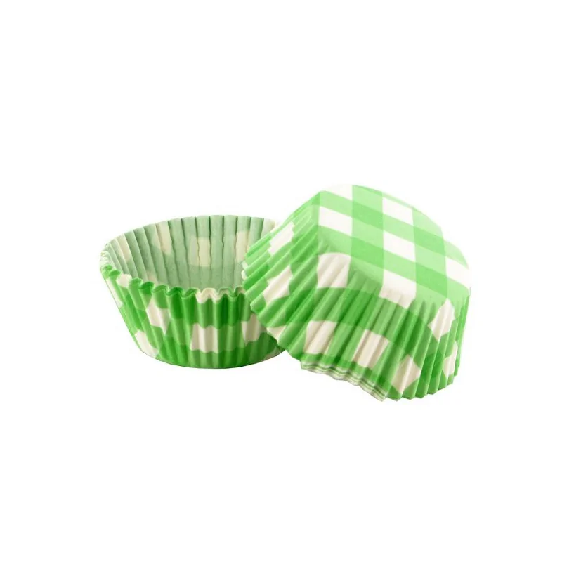 Caissette cupcake vichy vert (x 50)
