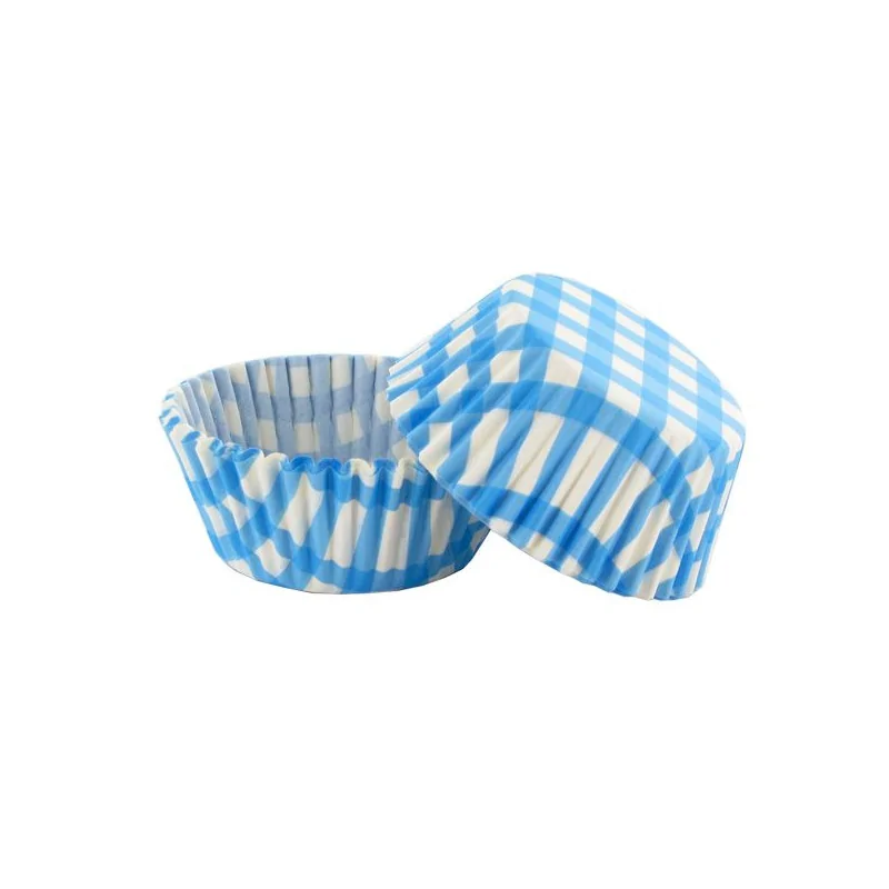 Caissette cupcake vichy bleu (x 50)