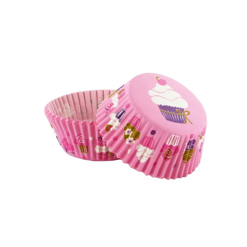 Caissette cupcake rose décor cupcakes (x 50)