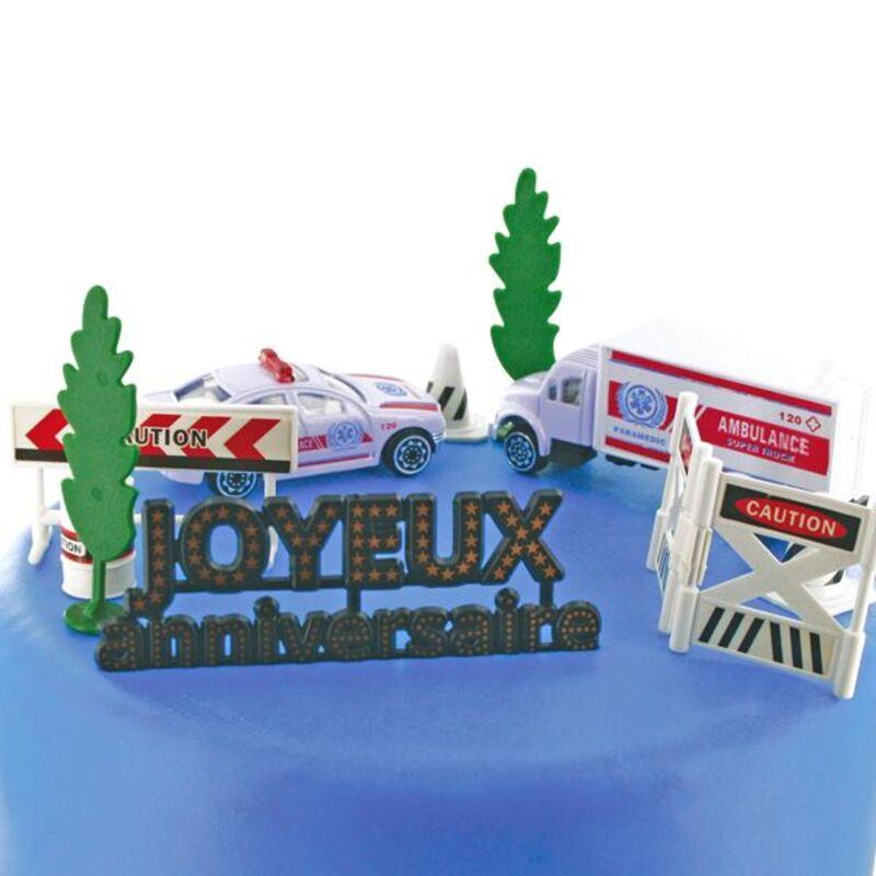 Kit Decor Gateau Urgences Pompier Ambulance Cerf Dellier