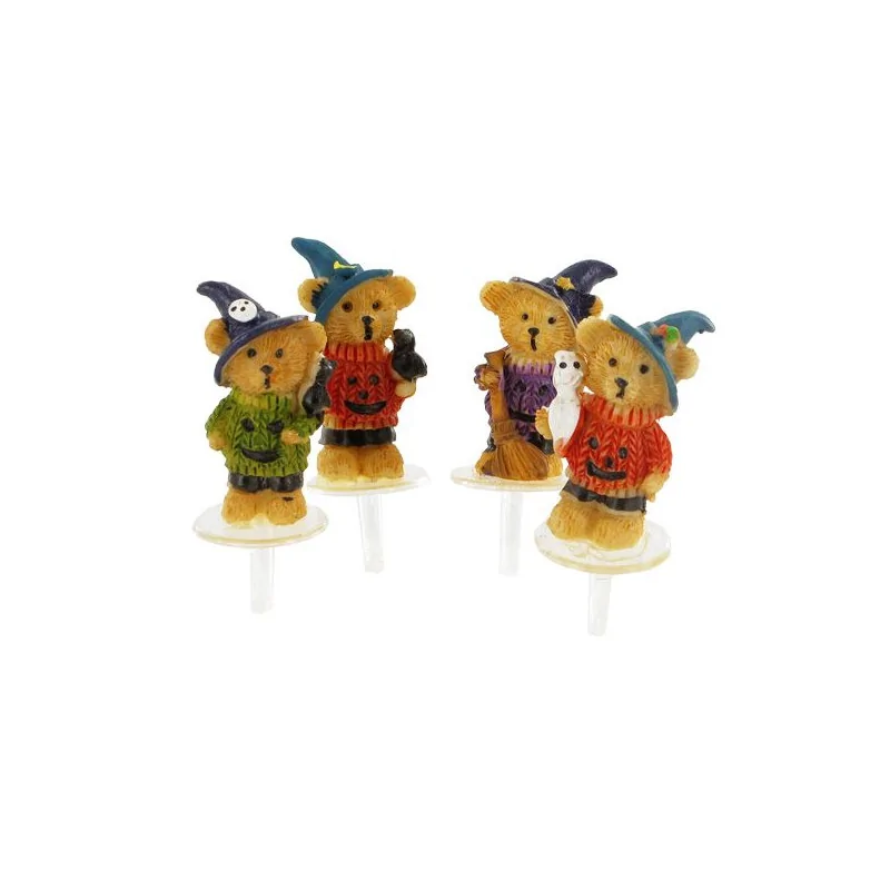 Ours d'Halloween assortis sur pique (x4)