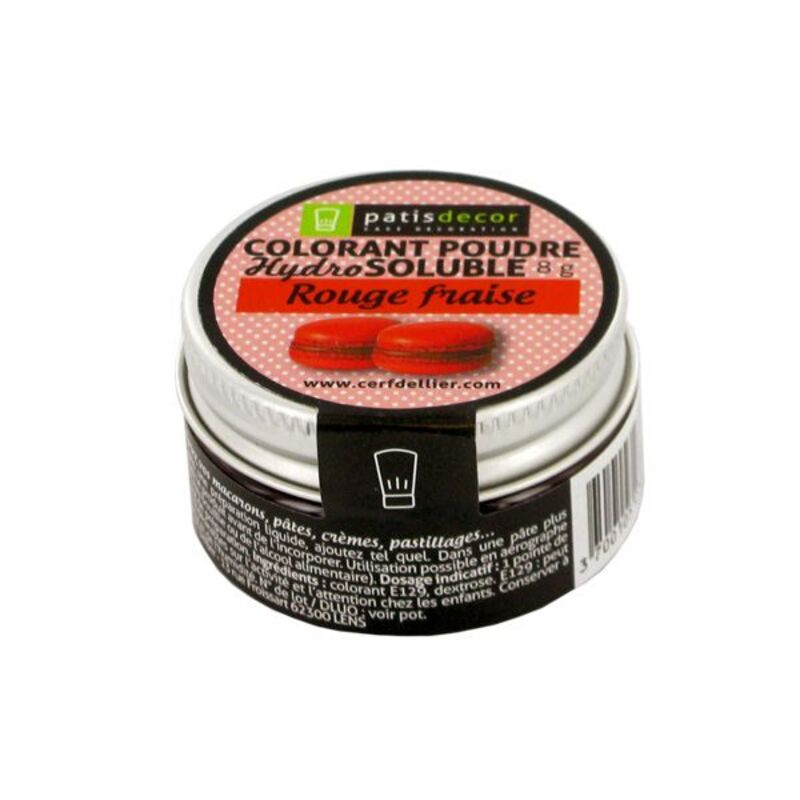 Colorant poudre rouge fraise Patisdécor 8 g
