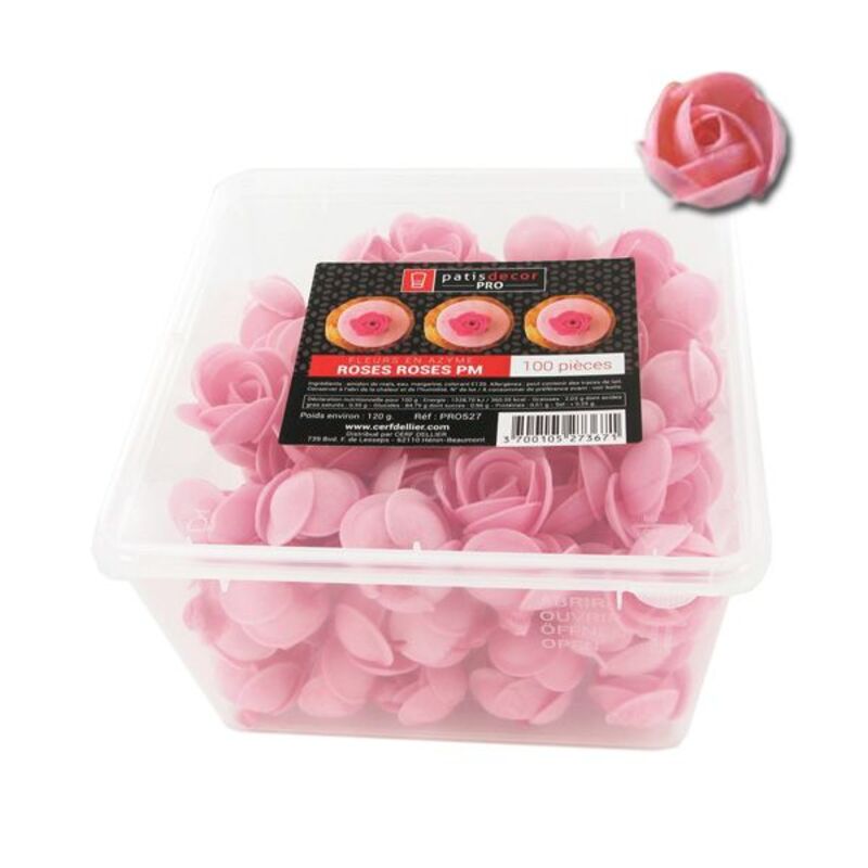 100 petites roses roses en azyme Patisdécor Pro