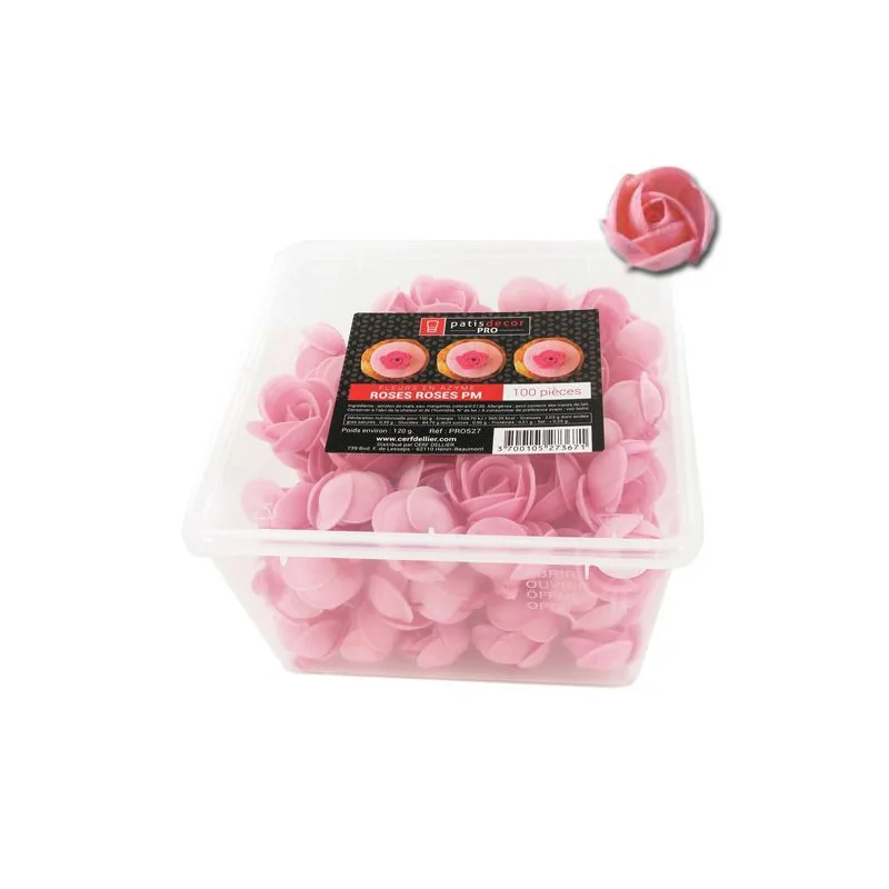 100 petites roses roses en azyme Patisdécor Pro
