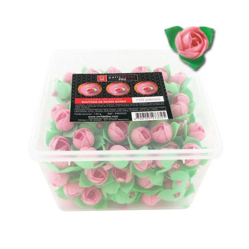 150 boutons de roses roses en azyme Patisdécor Pro