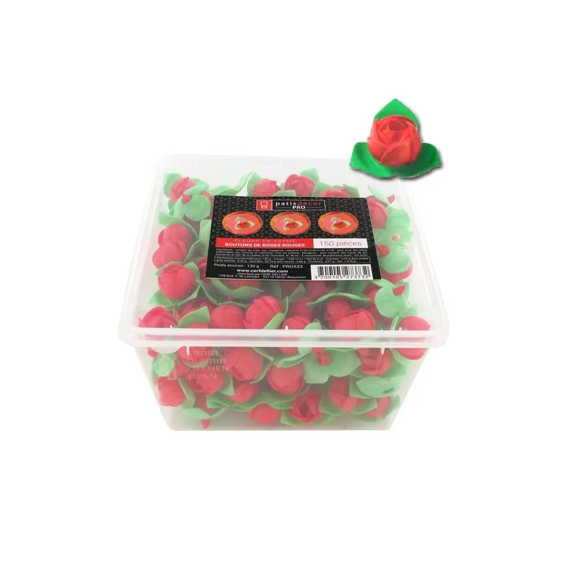 150 boutons de roses rouges en azyme Patisdécor Pro