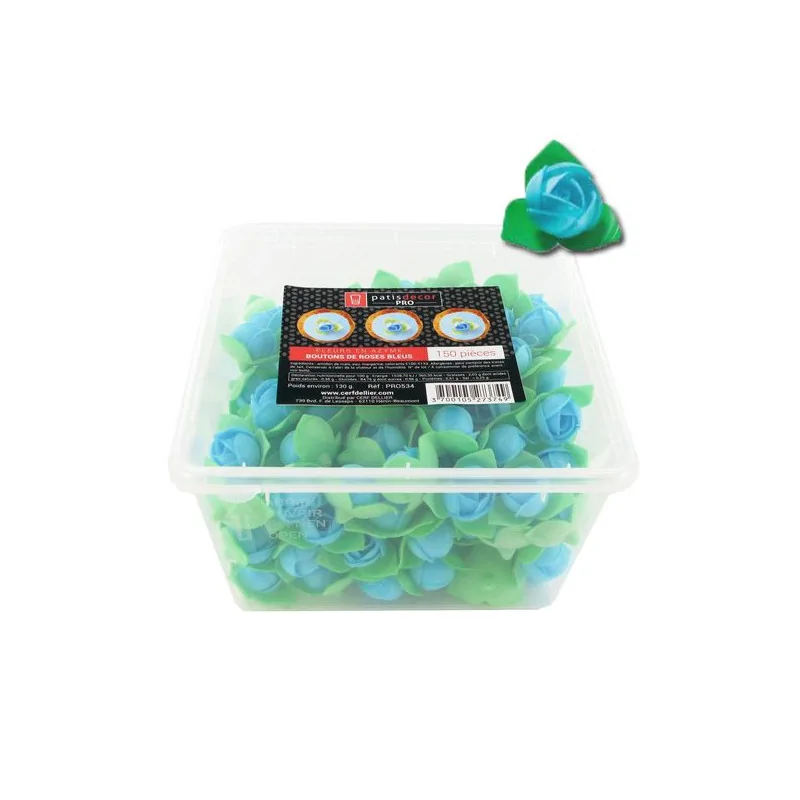 150 boutons de roses bleus en azyme Patisdécor Pro