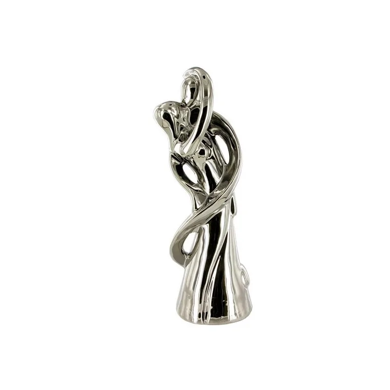 Couple de mariés argent enlacés 28,5 cm