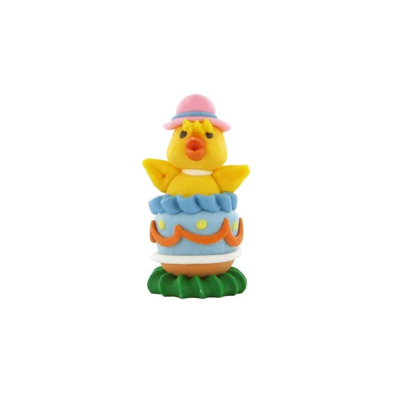 Décor sucre Poussin de Pâques coquille bleue