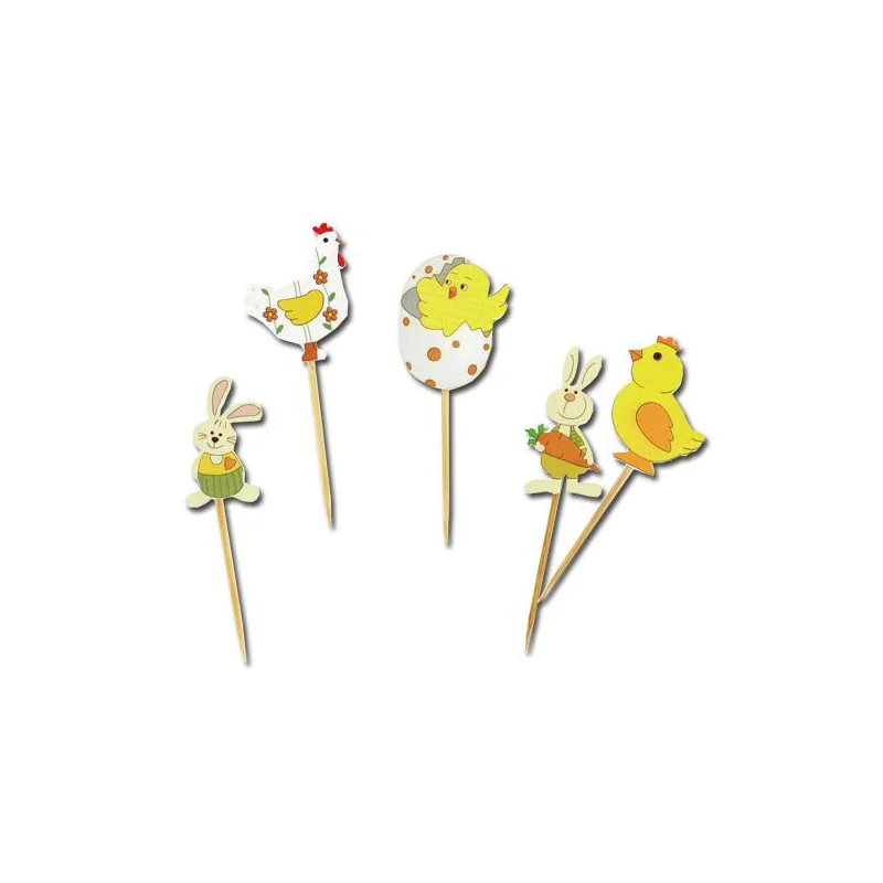 Décor Animaux de Pâques sur pique (x10)