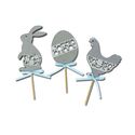 Cake toppers Pâques gris (x3)