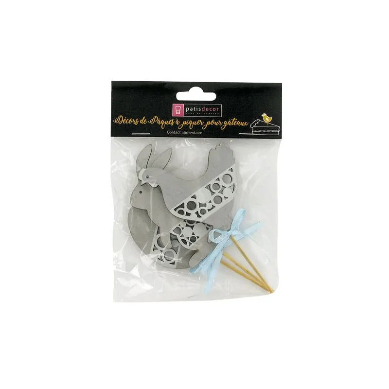 Cake toppers Pâques gris (x3)