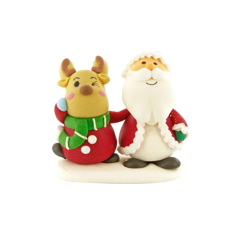 Décors comestibles Père Noël et renne debout (x20)