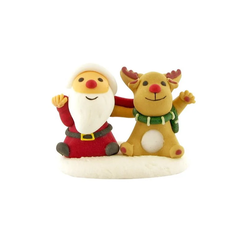 Décors comestibles Père Noël et renne assis (x20)