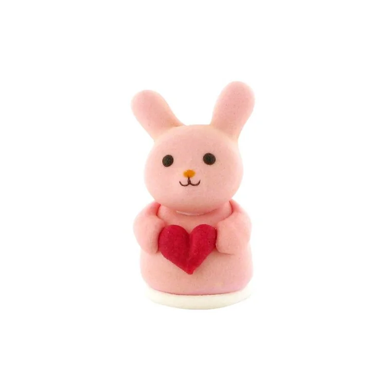 Lapin rose Coeur en sucre