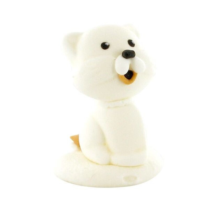 Decor Chat Blanc En Sucre Pour Gateau 5 Cm Cerf Dellier
