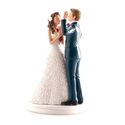 Figurine mariés mains en l'air 20 cm
