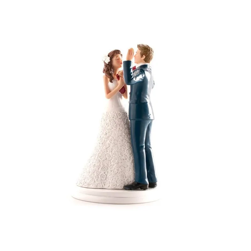Figurine mariés mains en l'air 20 cm
