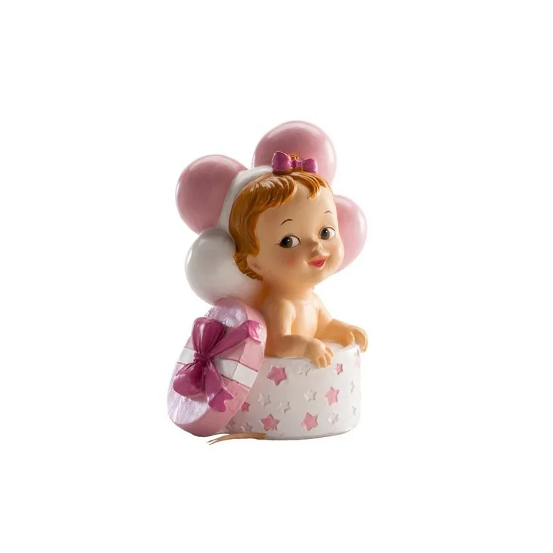 Sujet de baptême bébé fille dans boîte à cadeau