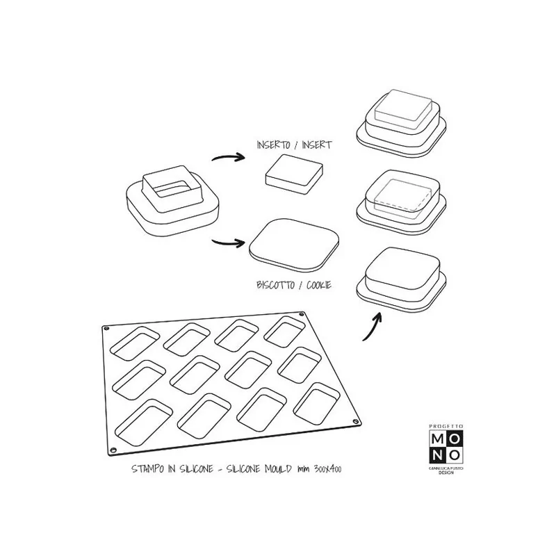 Moule silicone rectangulaire 12 empreintes individuelles