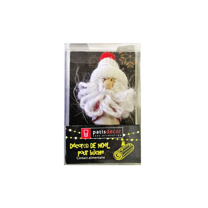 Père Noël bonnet blanc Patisdécor