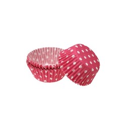 Caissette cupcake rose fuchsia à pois (x60)
