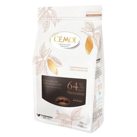 Chocolat de couverture noir Succession 64% Cémoi 1 kg