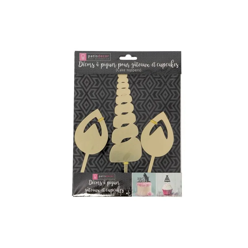 Cake Topper Licorne Dorés