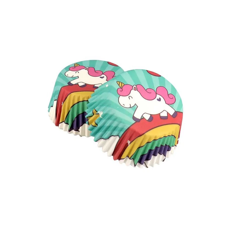 Caissette cupcake vertes Licorne (x 50)