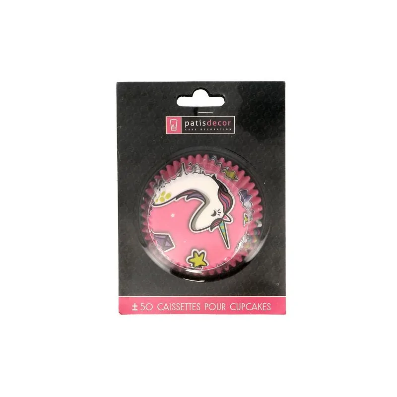Caissette cupcake roses Licorne (x 50)