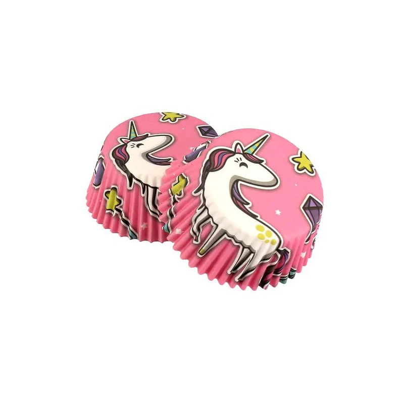 Caissette cupcake roses Licorne (x 50)