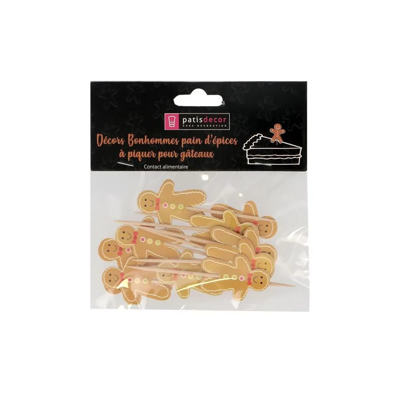 Pic déco cupcake Bonhomme Pain d'Epices (x10)
