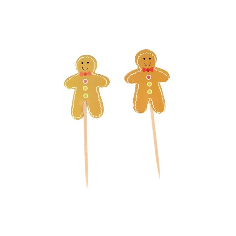 Pic déco cupcake Bonhomme Pain d'Epices (x10)