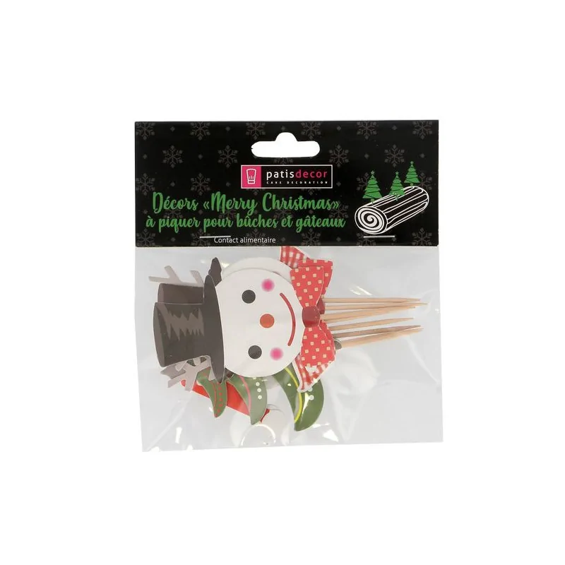 Cupcake Toppers Merry Christmas assortis (x8)