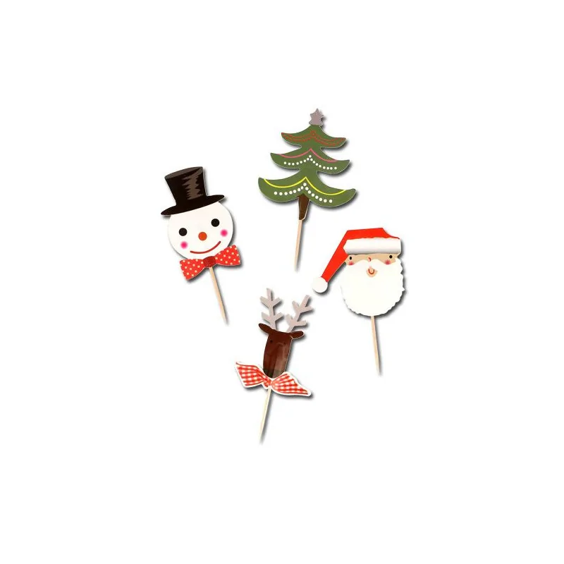 Cupcake Toppers Merry Christmas assortis (x8)