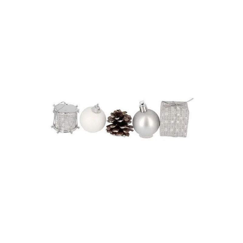 Décors de Noël sur pique assortis argent Patisdécor (x5)