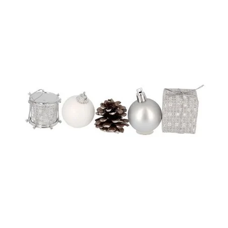 Décors de Noël sur pique assortis argent Patisdécor (x5)