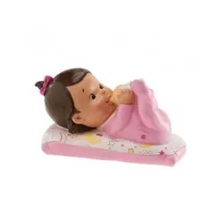 Dekora Figurine Baptême Fille Avec Lapin – Décoration Gâteau 10 Cm – Souvenir Élégant En Résine