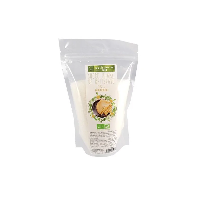 Sucre blanc de betterave Bio 400 g Patisdéco Bio