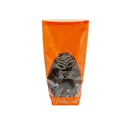 Sachet fond carton Joyeuses Pâques orange (x100)