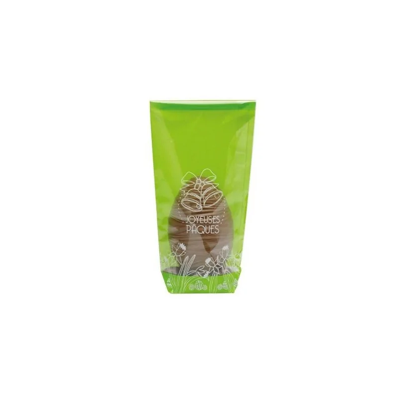 Sachet fond carton Joyeuses Pâques vert anis (x100)