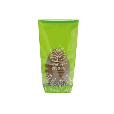 Sachet fond carton Joyeuses Pâques vert anis (x100)