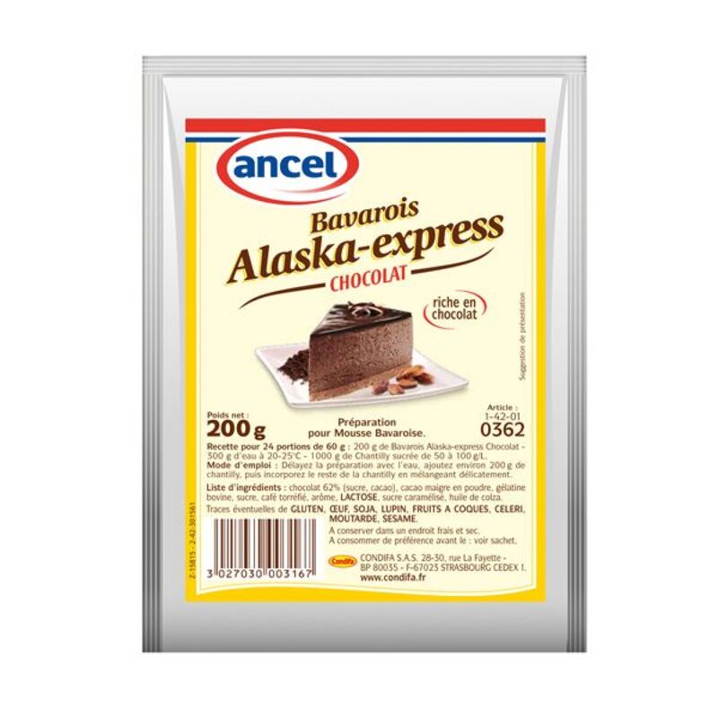Préparation mousse bavaroise chocolat Alaska 200 g