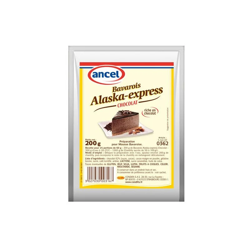 Préparation mousse bavaroise chocolat Alaska 200 g