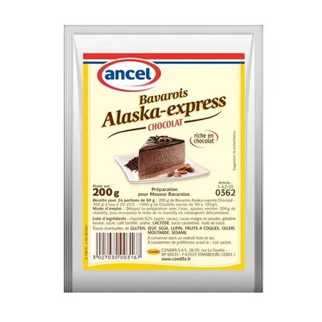Préparation mousse bavaroise chocolat Alaska 200 g
