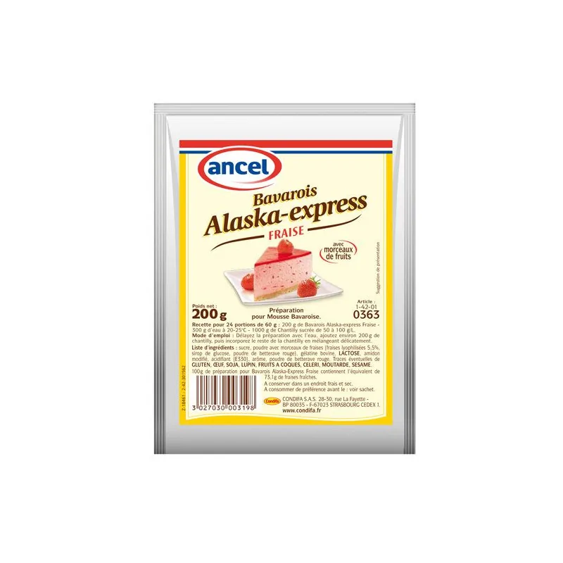 Préparation mousse bavaroise fraise Alaska 200 g