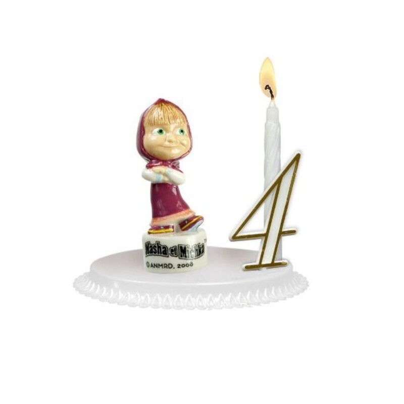 Gâteau anniversaire Masha et Michka : bougie + chiffres + figurine